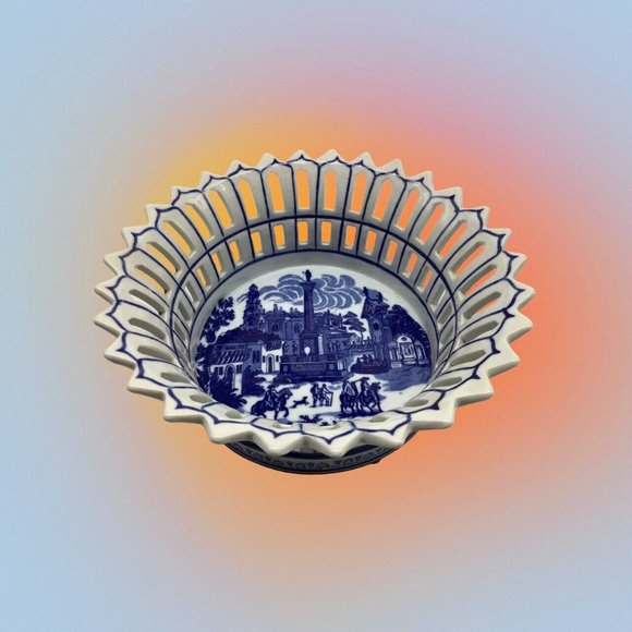 Large Victoria Ware Vintage Ironstone Basket Bowl, Reproduction - Picture 15 of 16